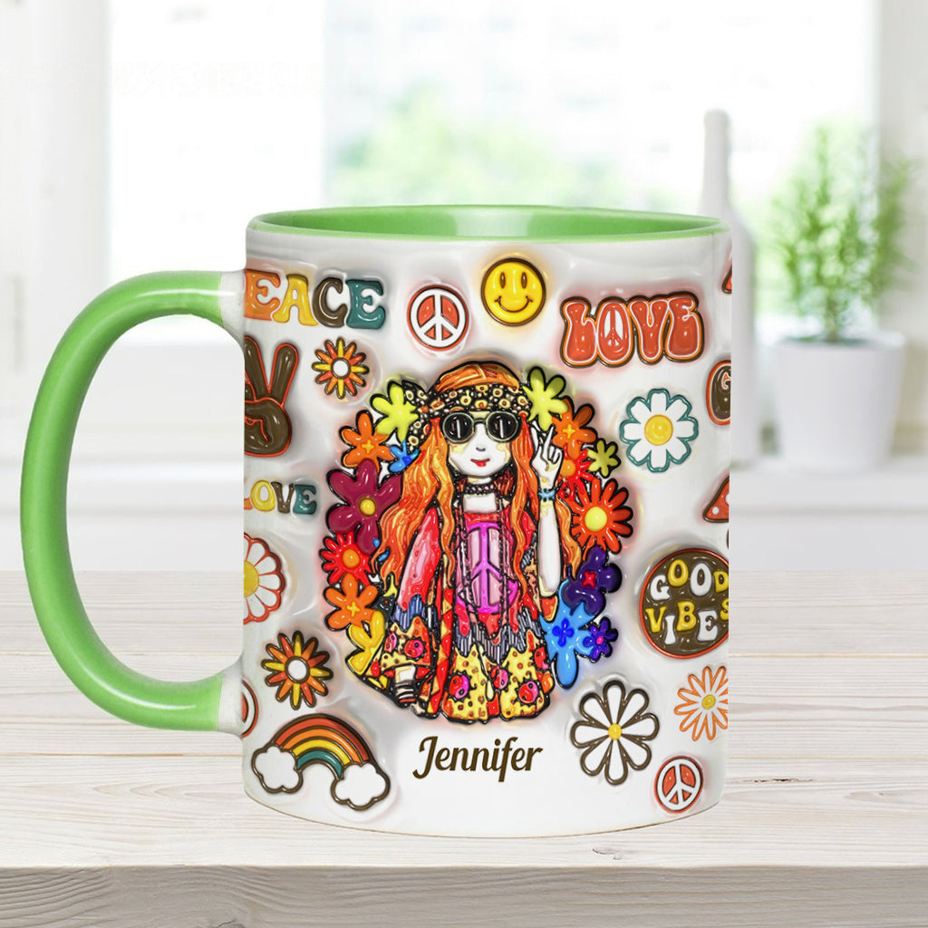 Womens Old Hippies Don't Die Fade Into Crazy Grandmas - Personalized Hippie Accent Mug