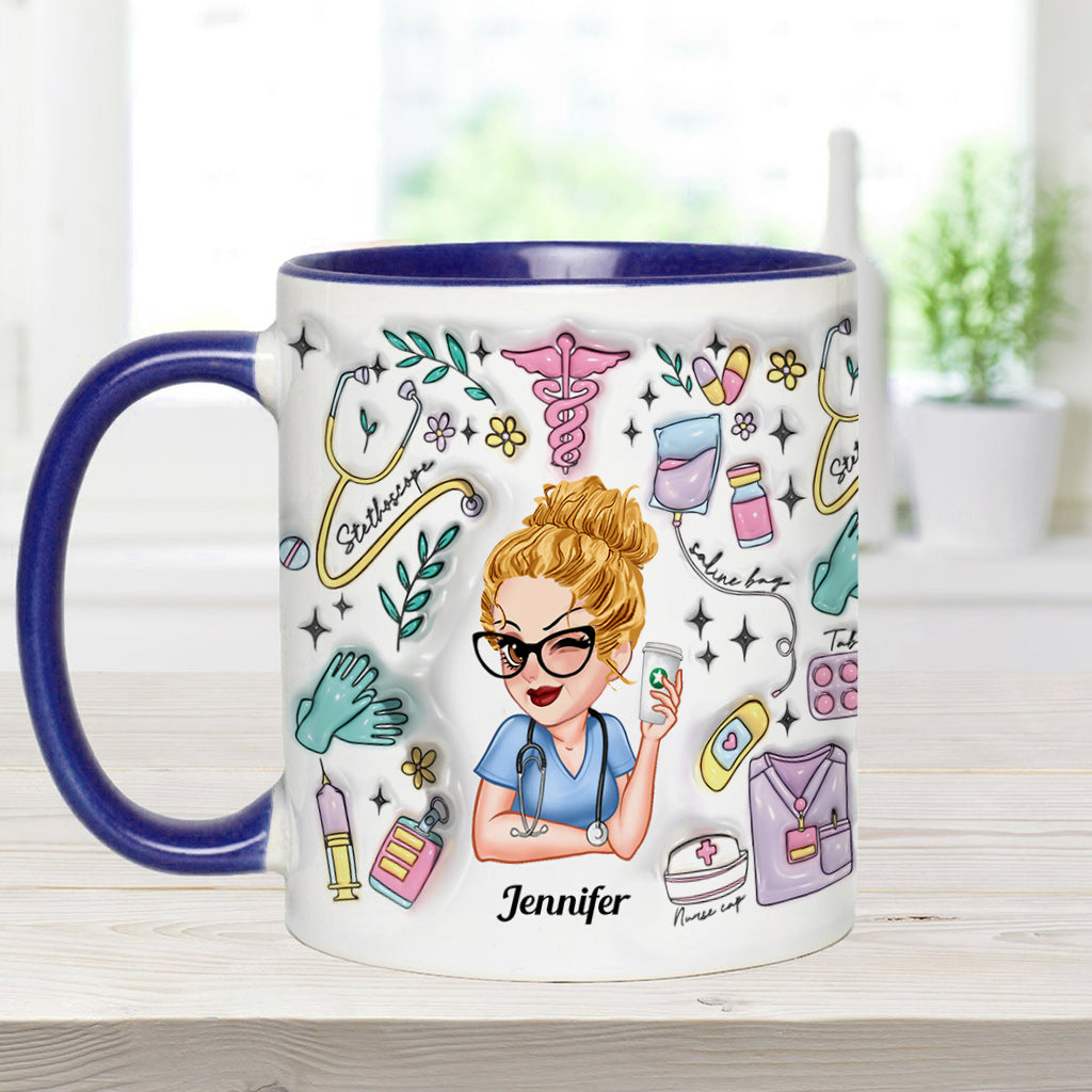 Doing Nurse Stuff - Personalized Nurse Accent Mug