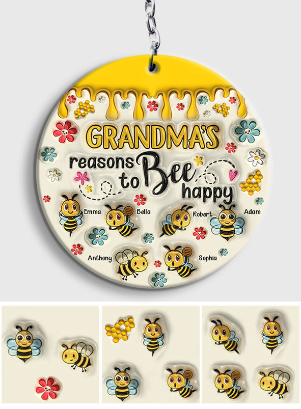 Grandma's Reasons To Bee Happy - Personalized Grandma Keychain