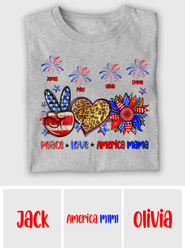 Peace Love American Nana Mama Any Title - Personalized Mother T-shirt And Hoodie