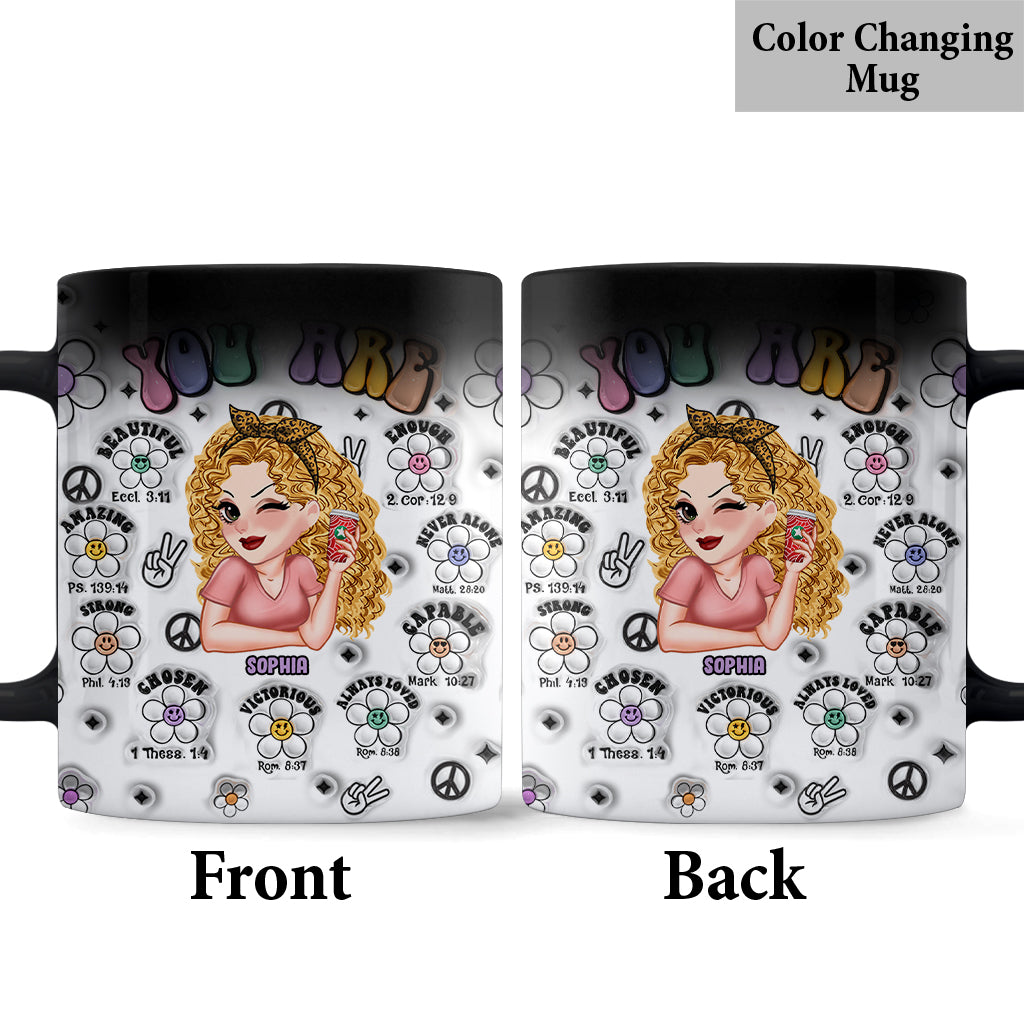 You Are Beautiful Strong Victorious Enough - Personalized Hippie Mug