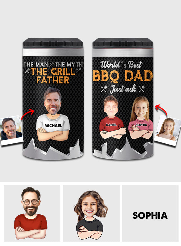 The Man The Myth The Grill Father - Personalized Father Can Cooler