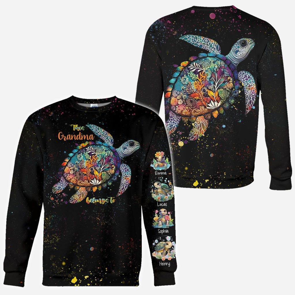 This Grandma Mom Belongs To - Personalized Turtle All Over Shirt