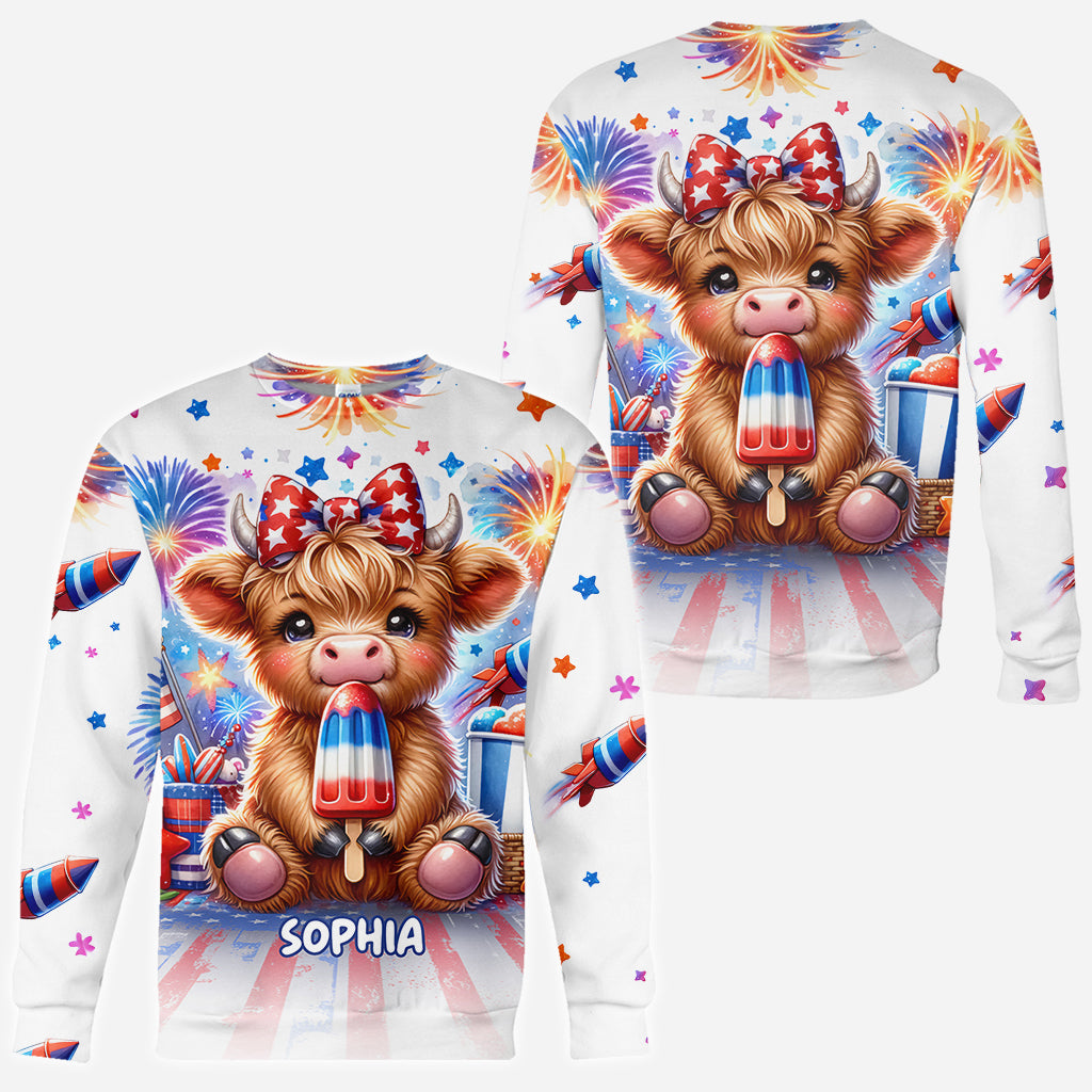 4th Of July Highland Cow - Personalized All Over Shirt