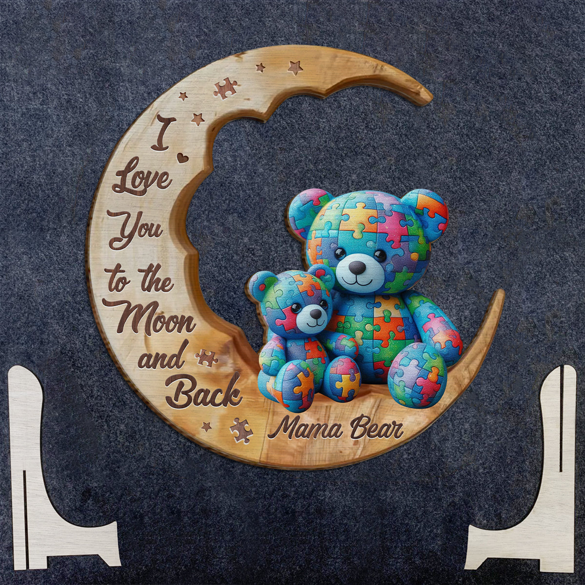 I Love You To The Moon And Back - Autism Awareness 2 Layered Wood Sign / Wood Plaque