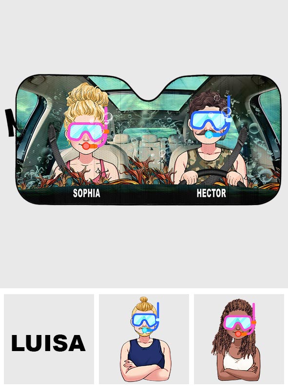 You And Me And The Sea - Personalized Scuba Diving Car Sunshade