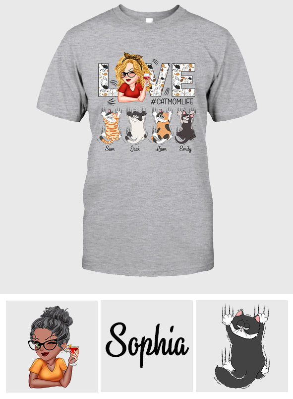 Love Cat Mom Life - Personalized Cat T-shirt And Hoodie