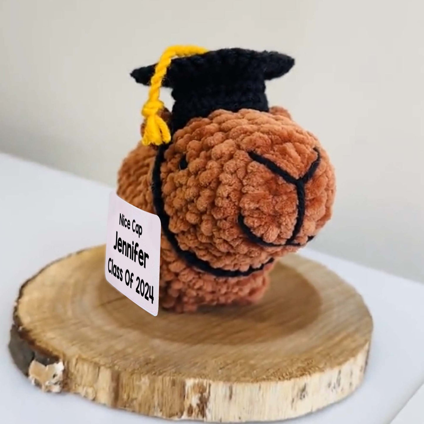 Nice Cap Graduate Capybara - Personalized Graduation Hand Knitted Figurine