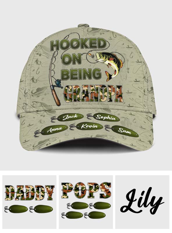 Hooked On Being Dad/ Grandpa... - Personalized Fishing Classic Cap