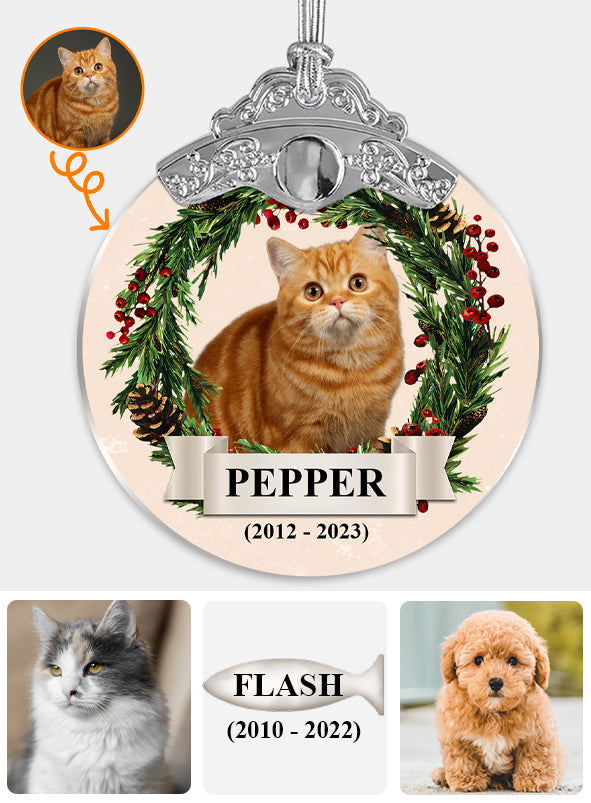 Custom Photo Lovely Pet Face - Personalized Cat Vintage Ornament