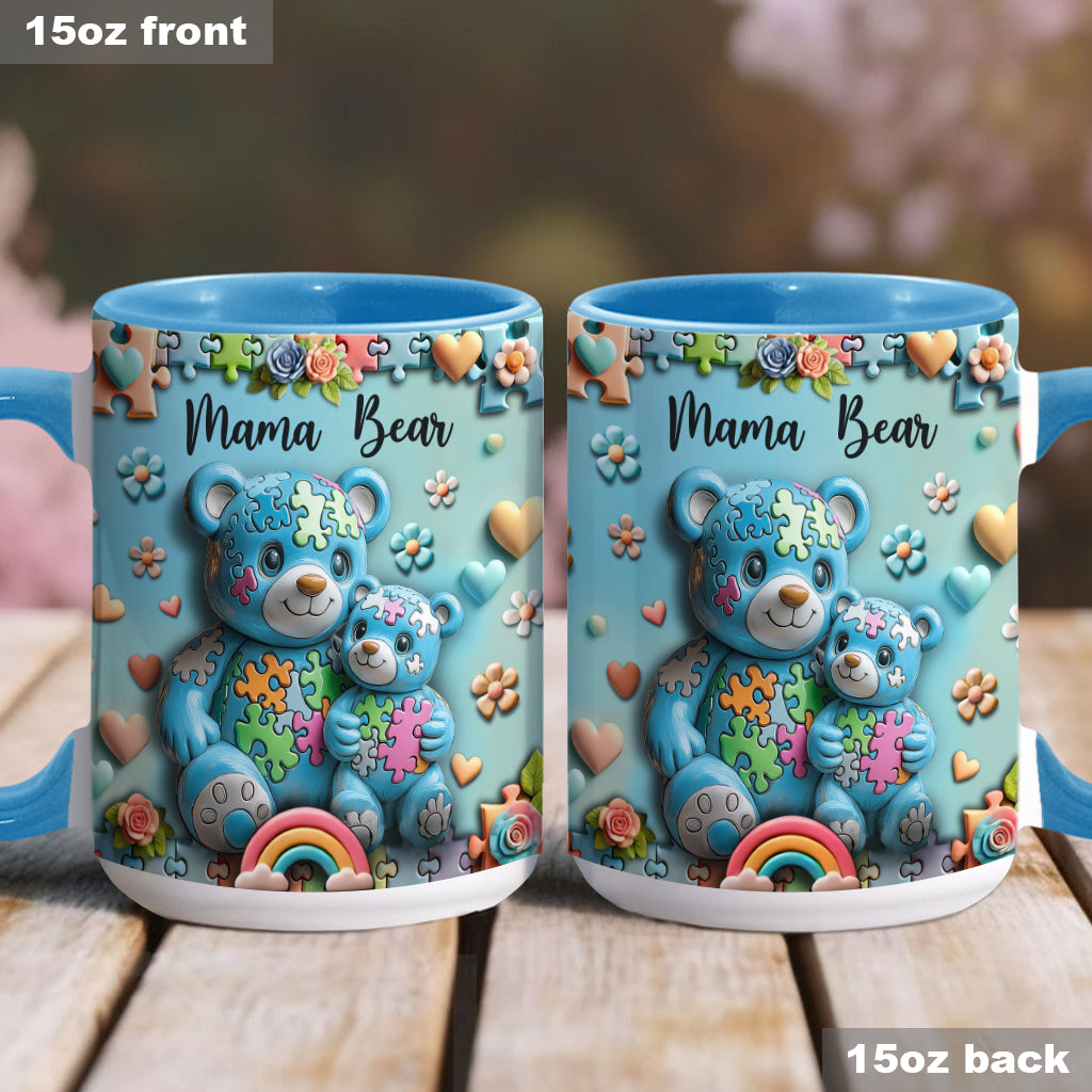 Mama Bear - Personalized Autism Awareness Accent Mug