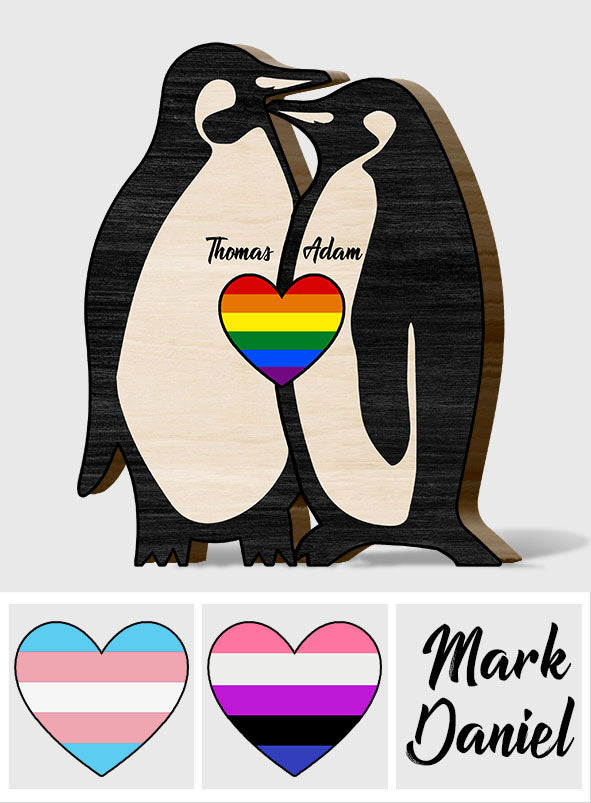 Tu es mon pingouin - Puzzle en bois personnalisé en forme de pingouin, symbole de soutien LGBT