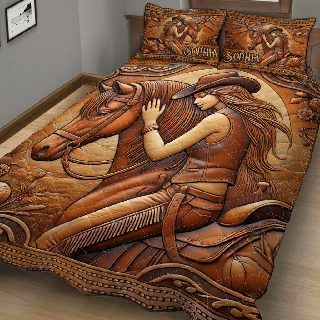 A Girl And Her Horse - Personalized Horse Quilt Set