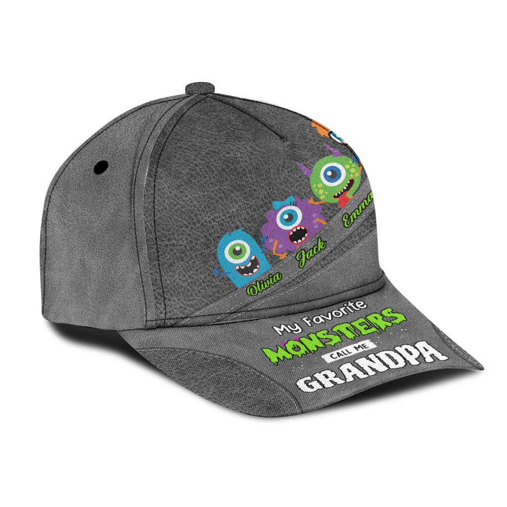 My Favorite Monsters Call Me Grandpa Papa - Personalized Grandpa Classic Cap