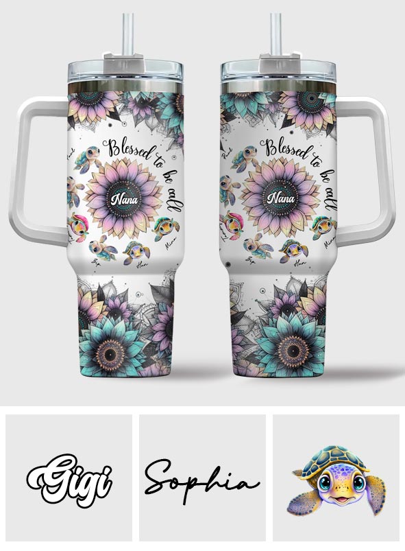 First Mom Now Grandma - Personalized Grandma Tumbler With Handle