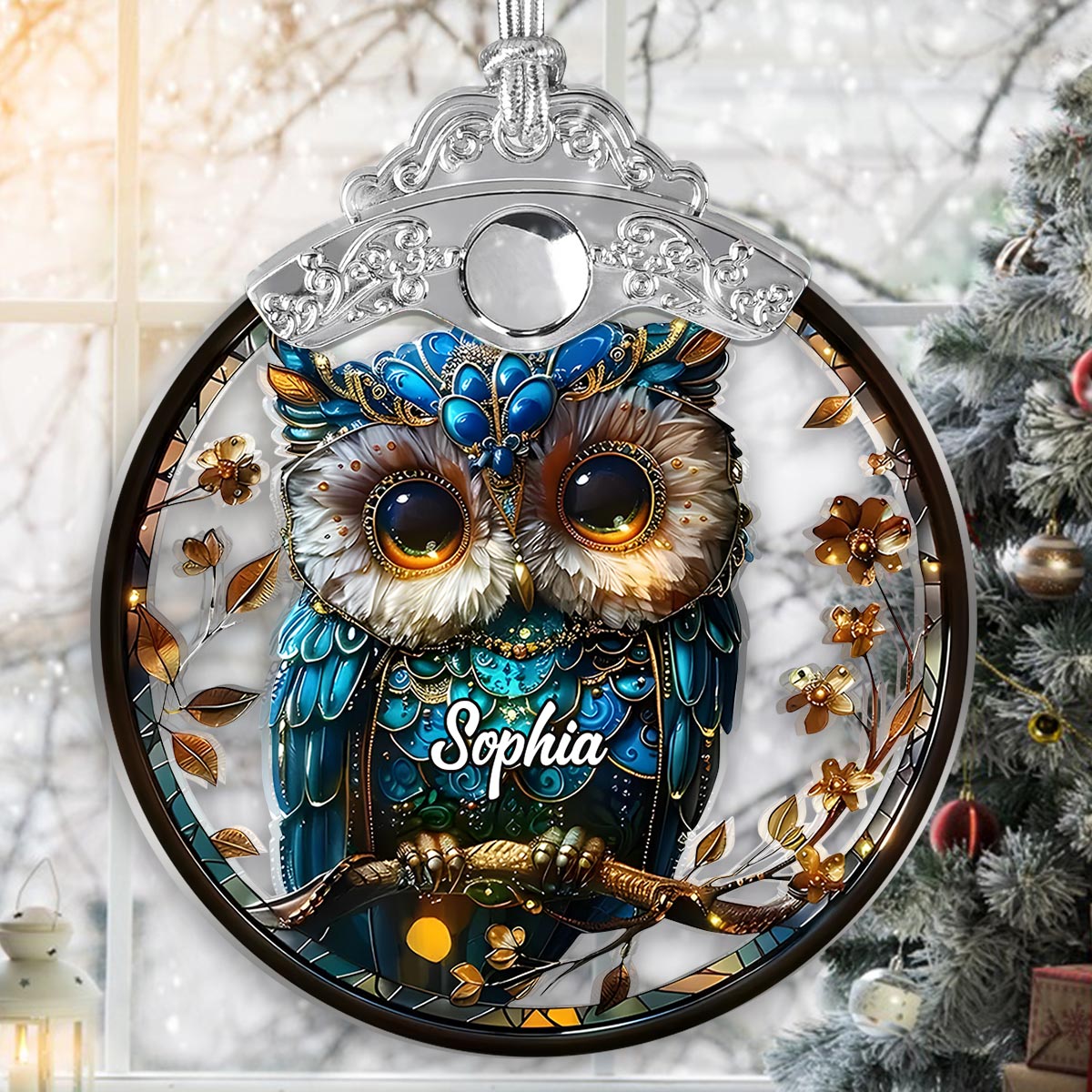 Charming Owl - Personalized Owl Vintage Ornament