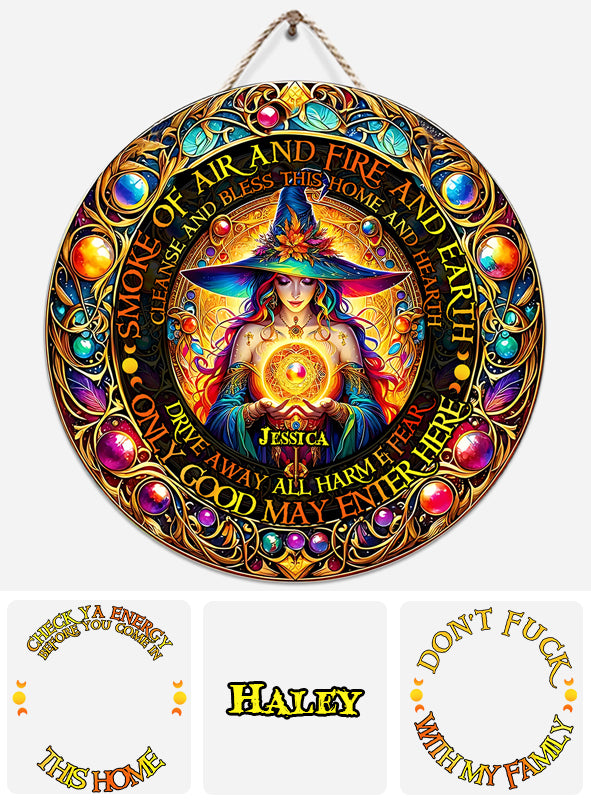 Smoke Of Air And Fire And Earth - Personalized Witch Round Wood Sign