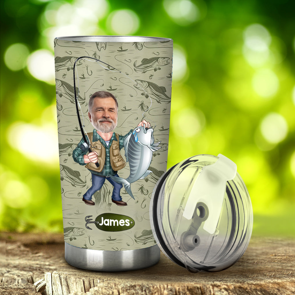 (TEST ) Funny Caricature Face - Personalized Fishing Tumbler