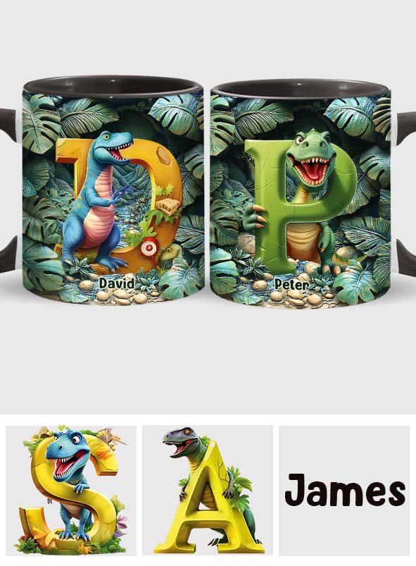 Dinosaur Letter - Personalized Kid Accent Mug