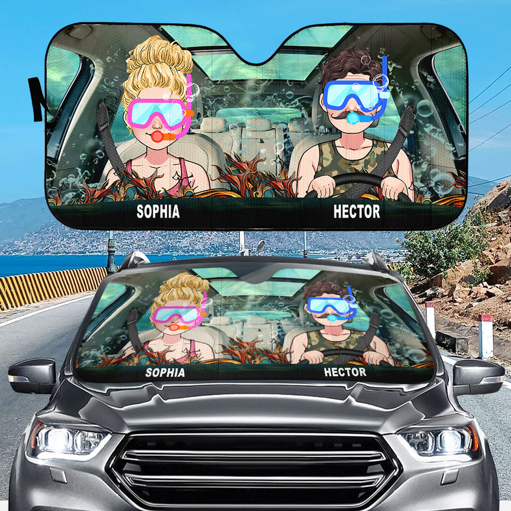 You And Me And The Sea - Personalized Scuba Diving Car Sunshade