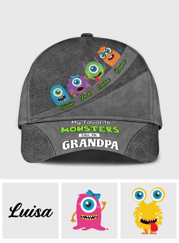 My Favorite Monsters Call Me Grandpa Papa - Personalized Grandpa Classic Cap