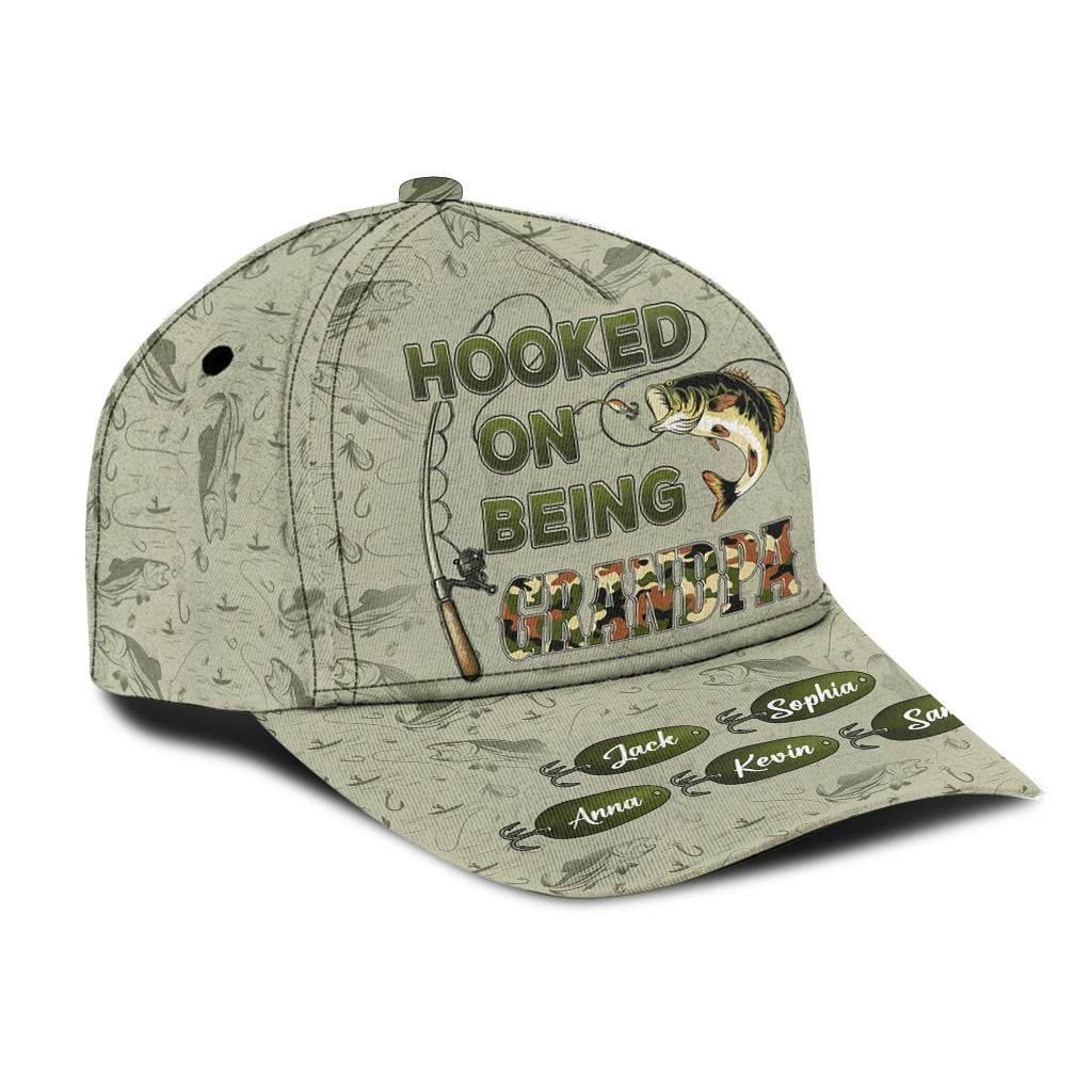 Hooked On Being Dad/ Grandpa... - Personalized Fishing Classic Cap