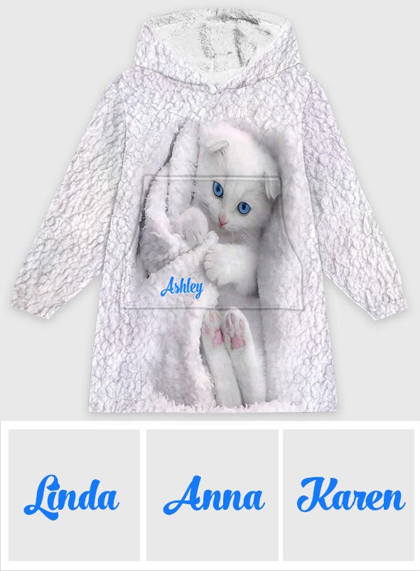 Happy Kitty - Personalized Cat Blanket Hoodie