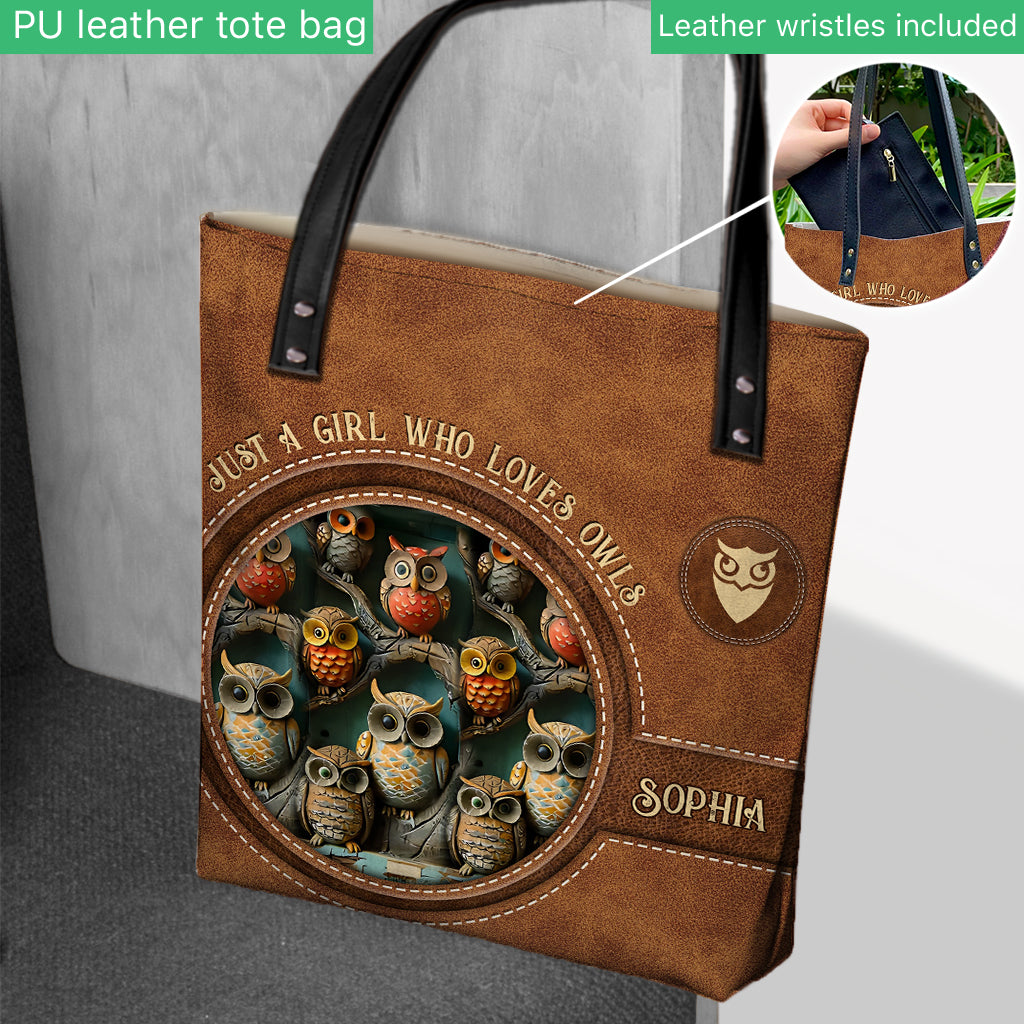 Just A Girl Who Loves Owls - Personalized Owl Tote Bag