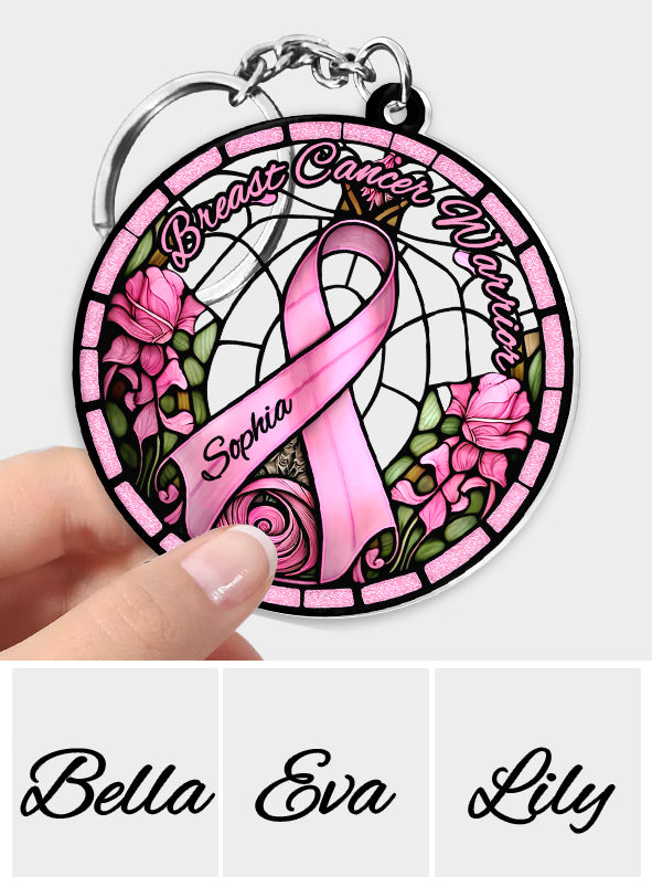 Breast Cancer Warrior - Personalized Breast Cancer Awareness Custom Shaped Keychain