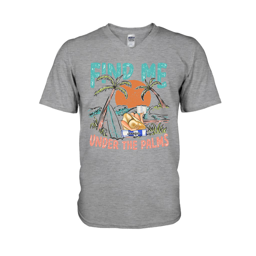 Find Me Under The Palms Reading Girl - Personalized Sea Lover T-shirt And Hoodie