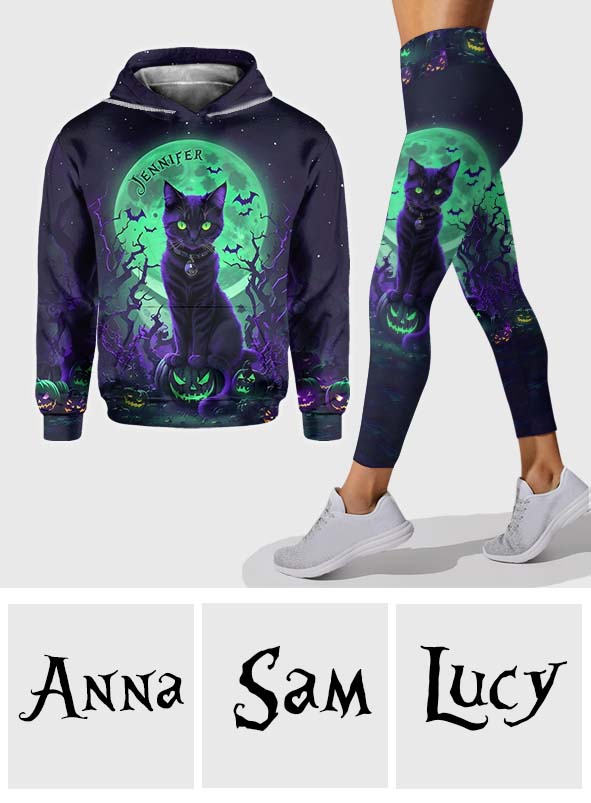 Mysterious Black Cat - Personalized Black Cat Hoodie and Leggings