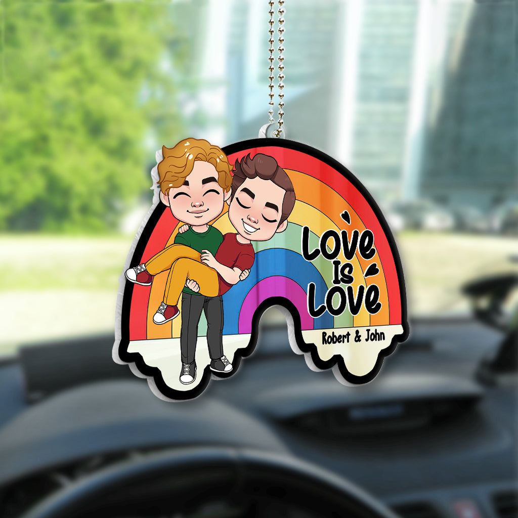Love Is Love - Personalized LGBT Support Transparent Car Ornament