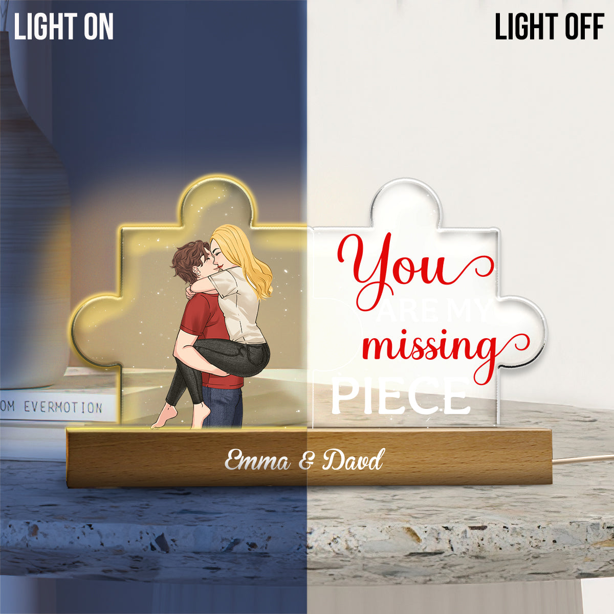You Are My Missing Piece - Personalized Couple Shaped Led Night Light