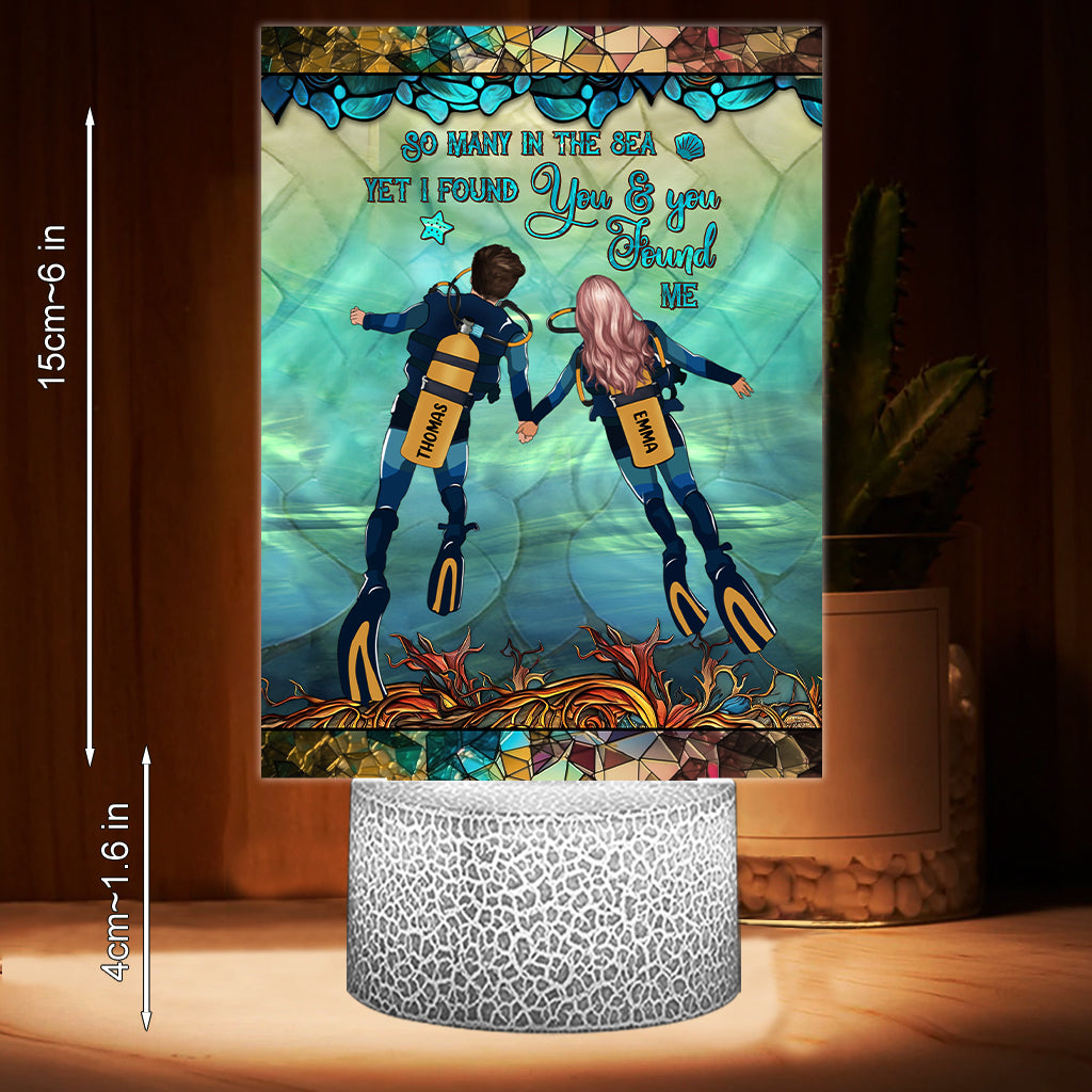 You & Me And The Sea - Personalized Scuba Diving Shaped Plaque Light Base