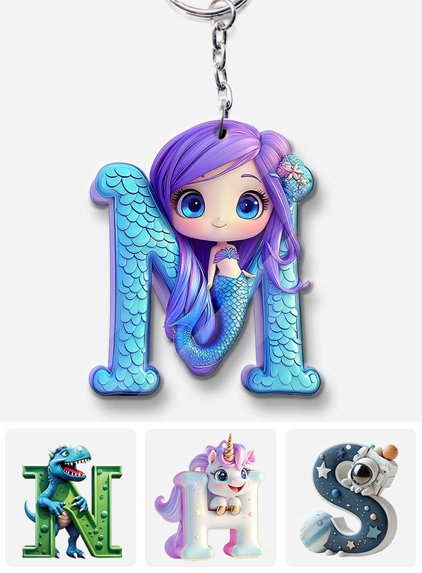 Beautiful Mermaid Letter - Personalized Kid Keychain