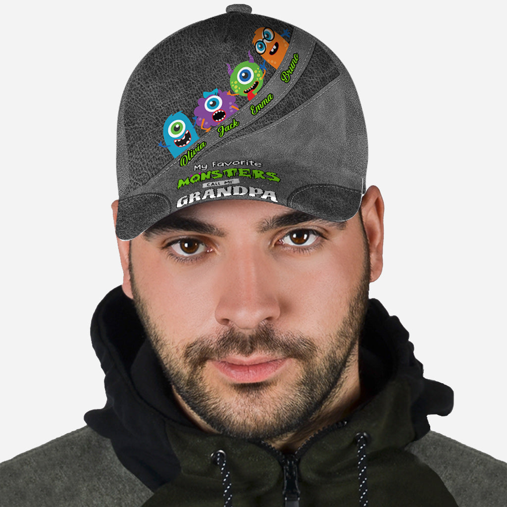 My Favorite Monsters Call Me Grandpa Papa - Personalized Grandpa Classic Cap
