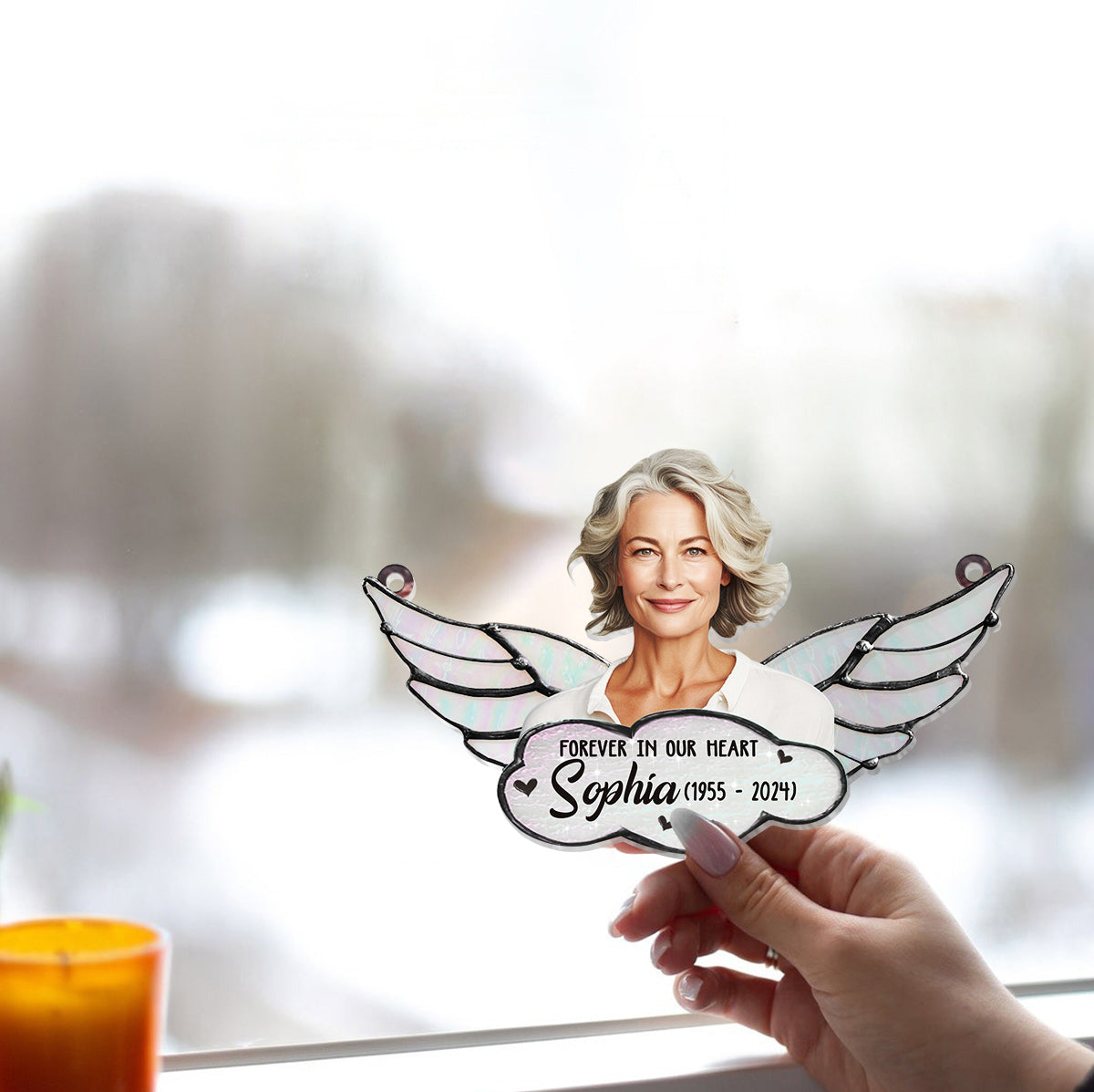 Forever In Our Heart - Personalized Memorial Window Hanging Suncatcher Ornament