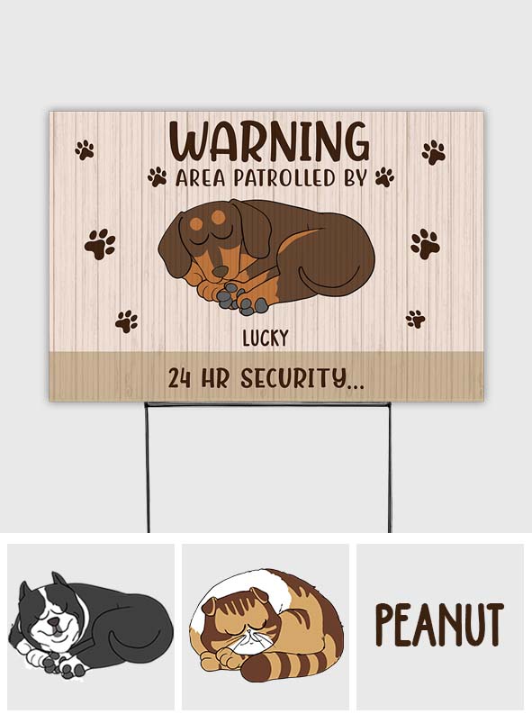 24-Stunden-Sicherheit – Personalisiertes Hunde-Gartenschild