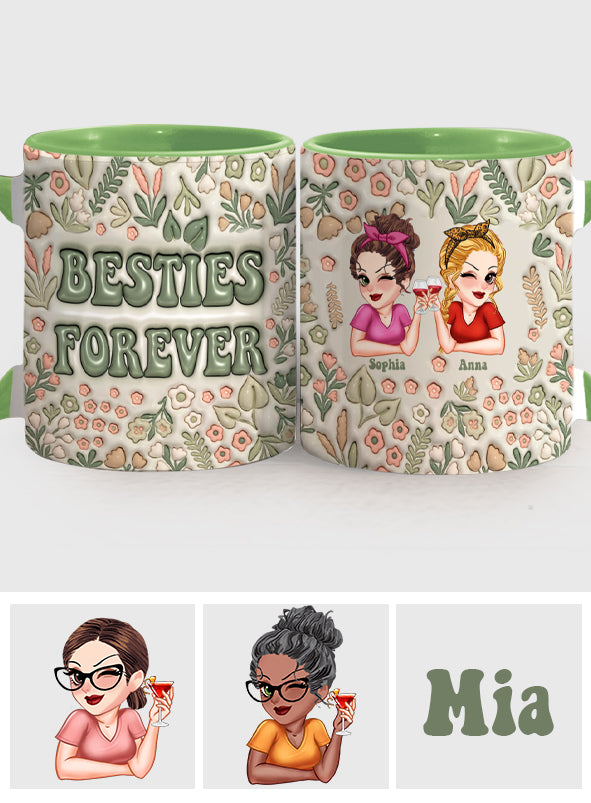 Meilleures amies pour toujours - Mug personnalisé Bestie Forever Floral