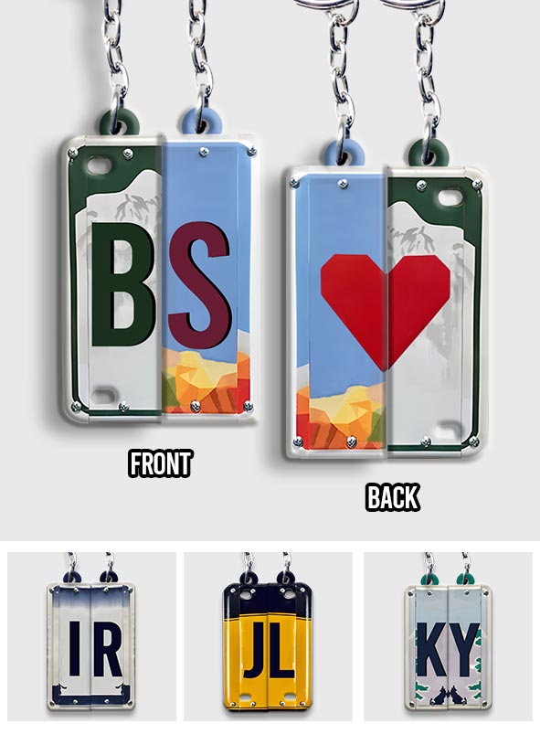 Any Letter Liscense PLate - Personalized Couple Matching Keychain