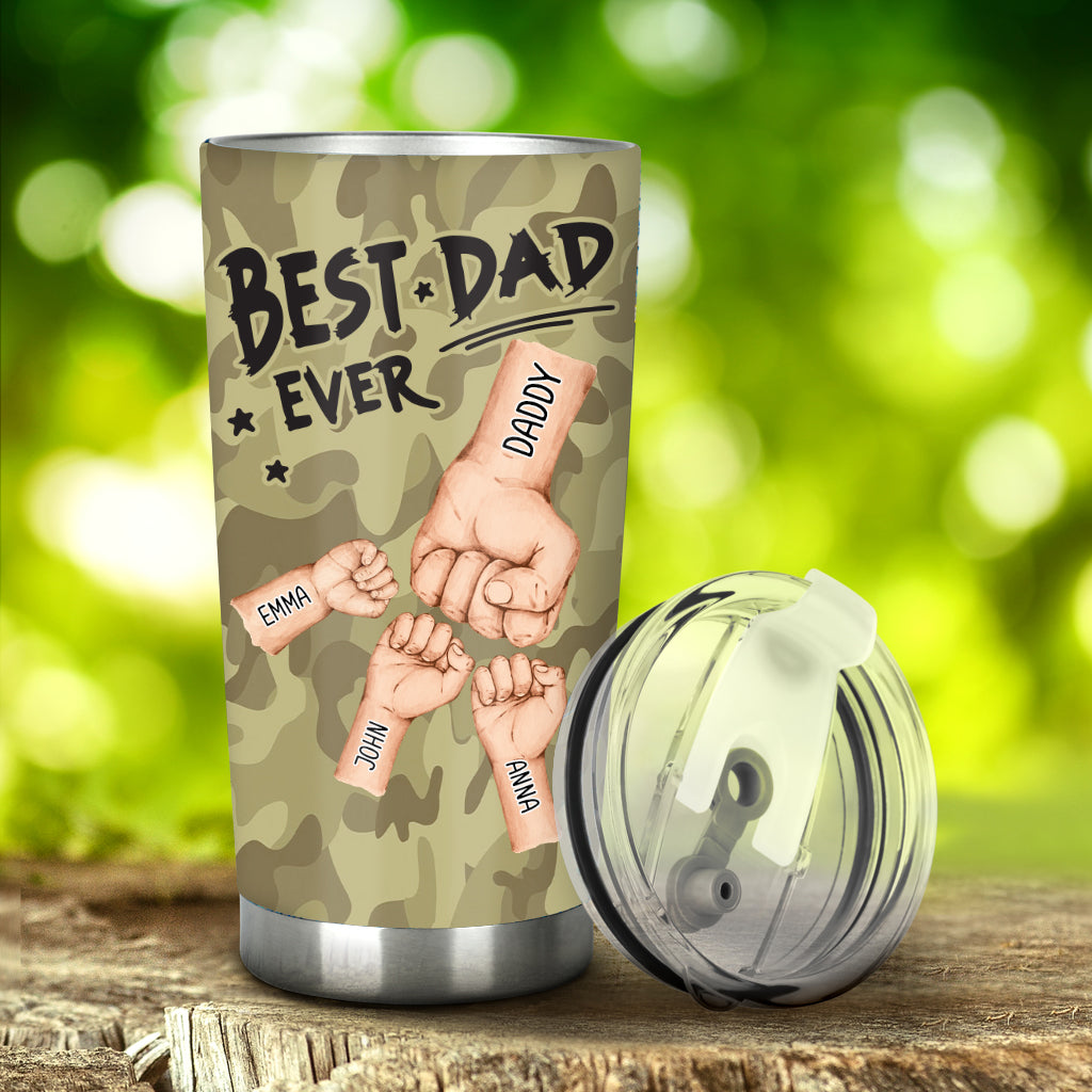 Best Dad Ever Camo Pattern Fist Bump - Personalized Father Tumbler
