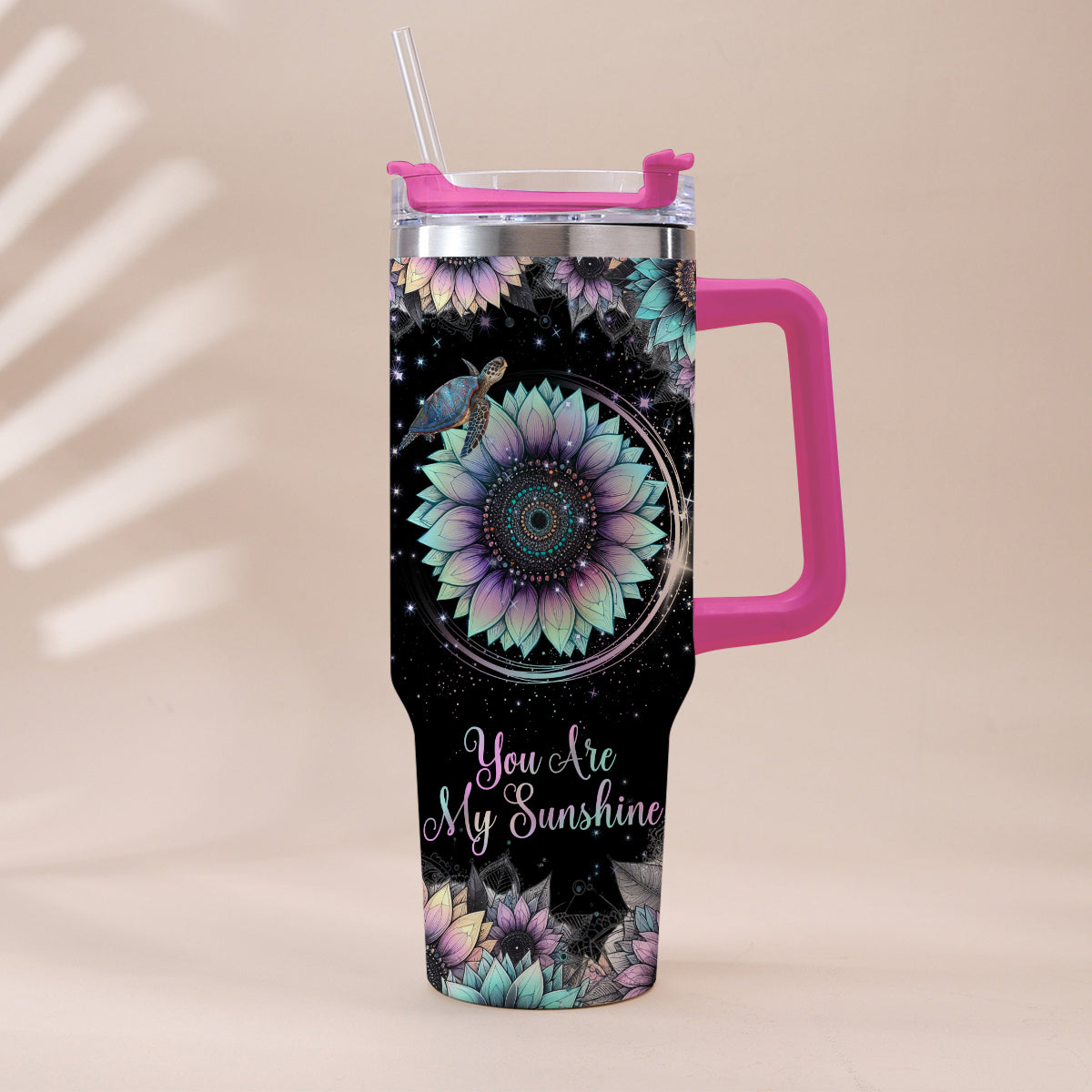 You Are My Sunshine - Personalized Turtle Tumbler With Handle