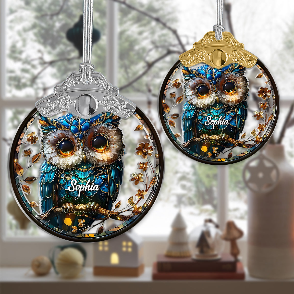 Charming Owl - Personalized Owl Vintage Ornament