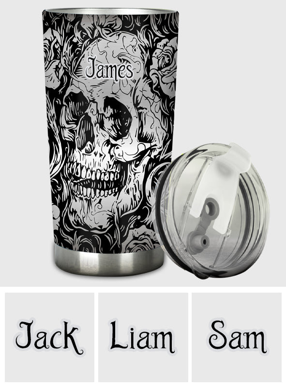 Shinny Grey Skull - Personalized Skull Tumbler