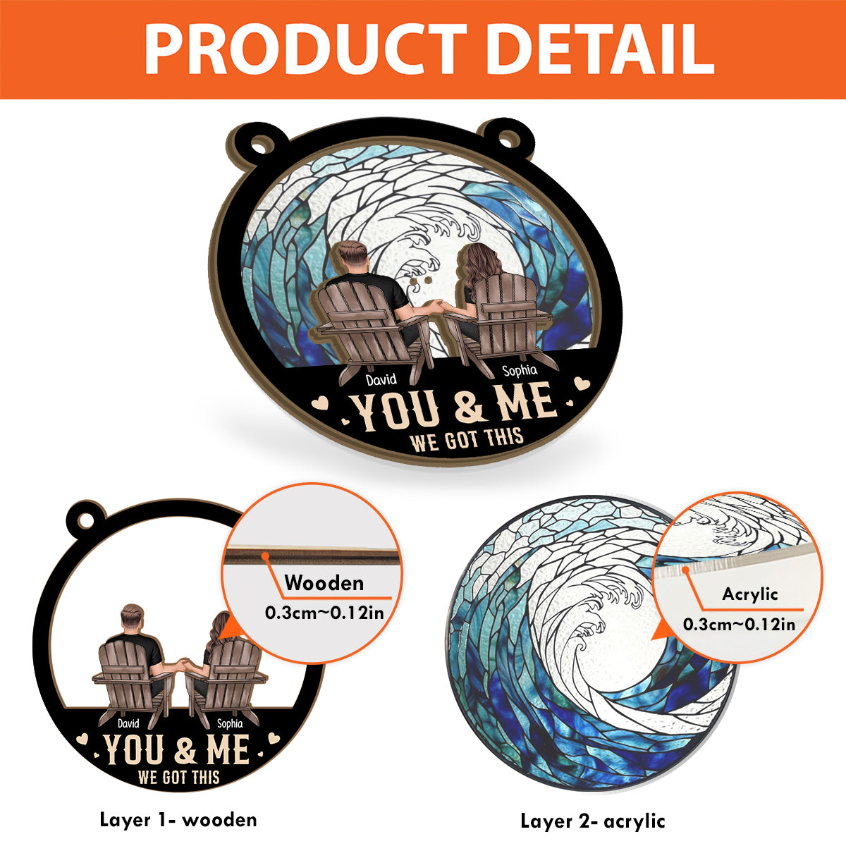 You & Me, We Got This - Personalized Couple 2 Layered Window Hanging Suncatcher