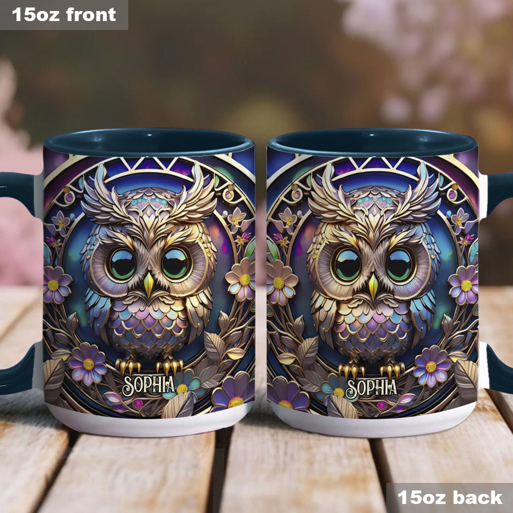 Colorful Owl - Personalized Owl Accent Mug
