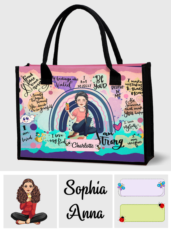 Positive Affirmation Self Care - Personalized Canvas Tote Bag