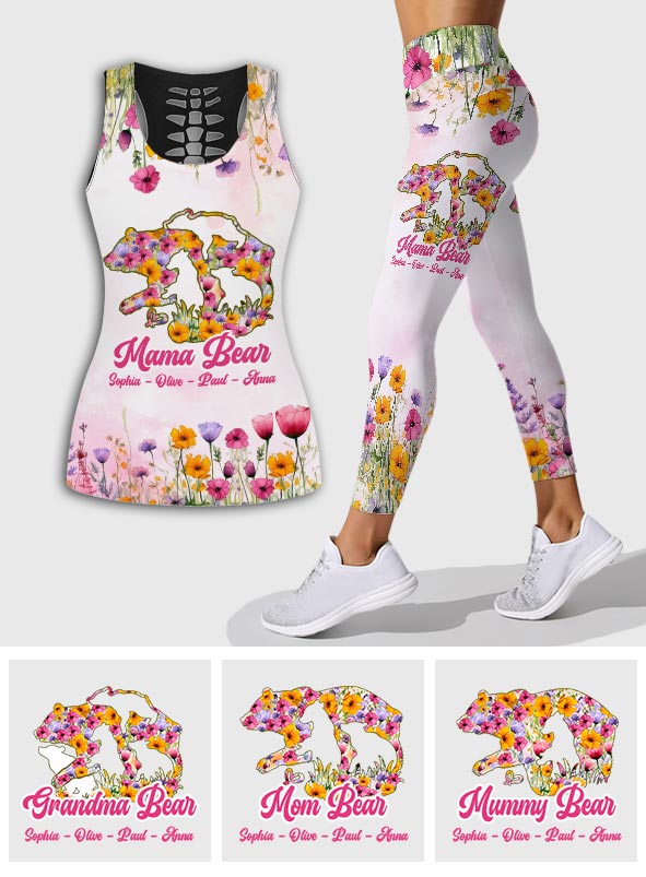 Mama Bear - Personalized Mother Hollow Tank Top and Leggings