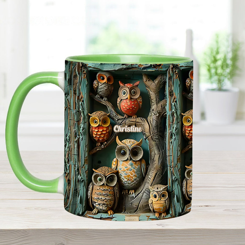 Just A Girl Who Loves Owls - Personalized Owl Accent Mug
