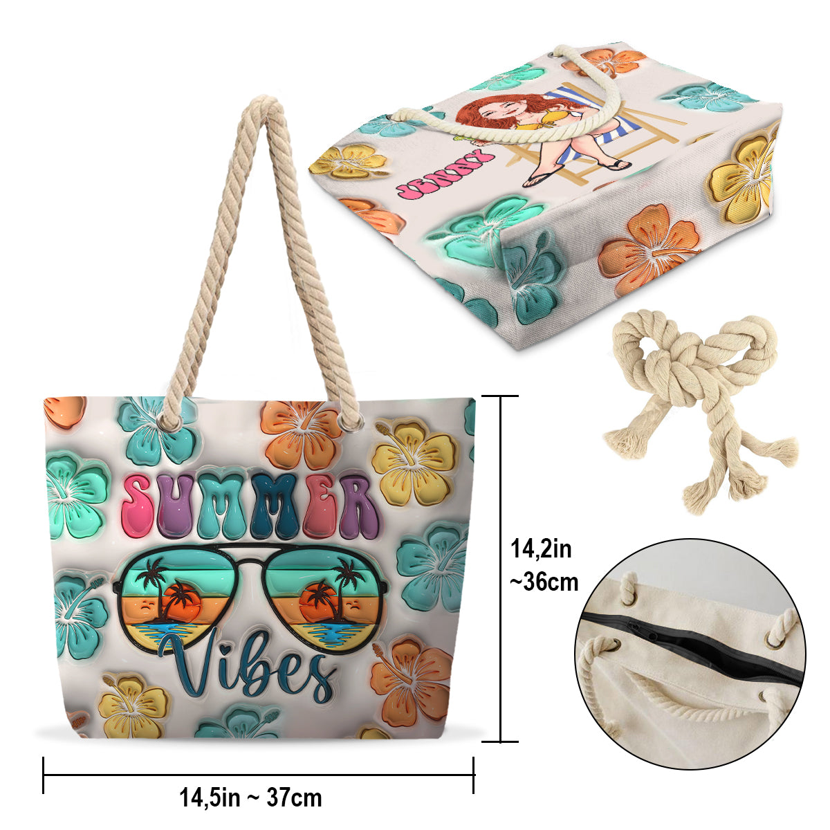 Summer Vibes - Personalized Sea Lover Beach Bag